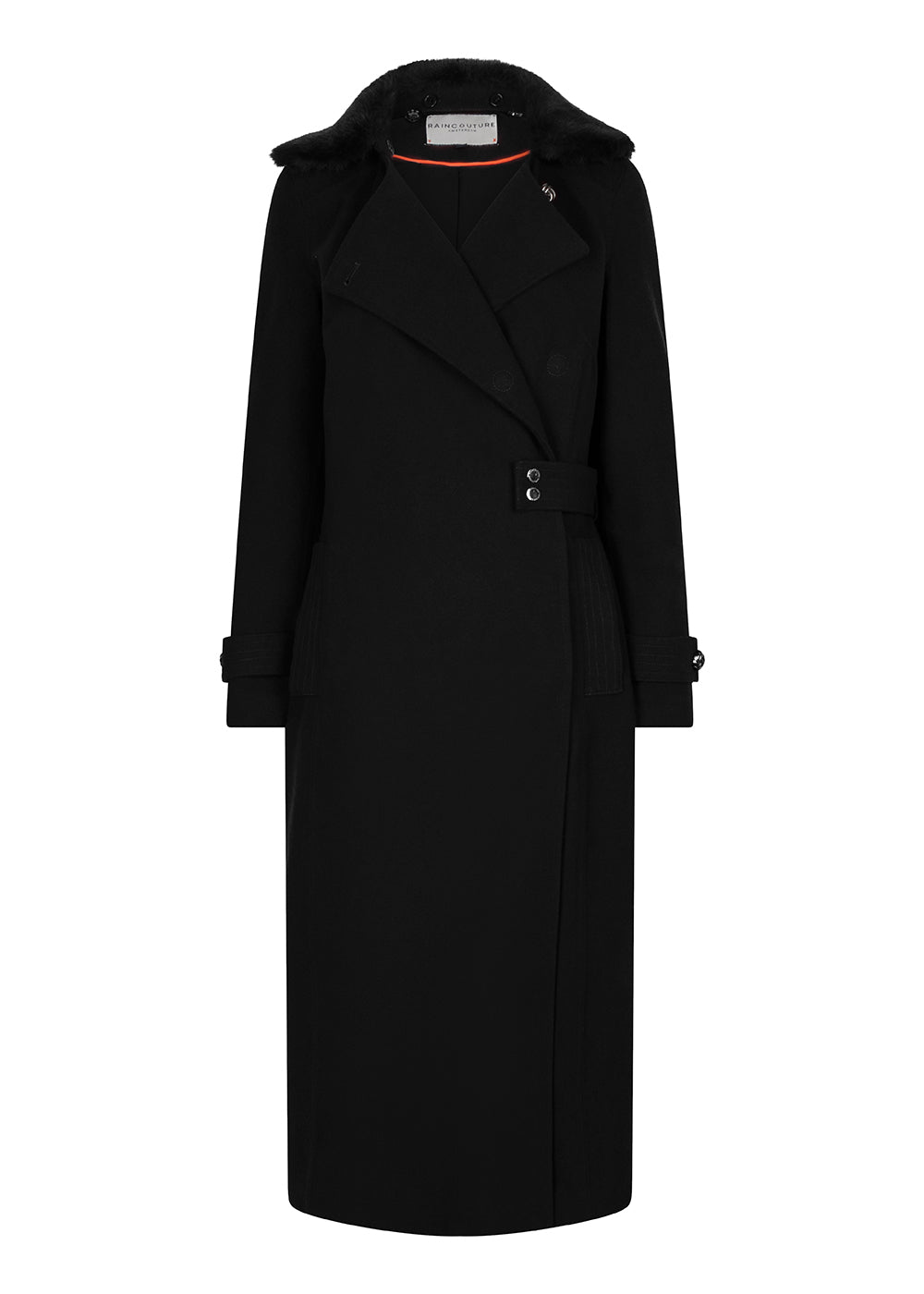 Waterproof Wool - Fur Trench  | Black