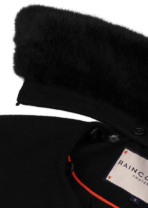 Waterproof Wool - Fur Trench  | Black