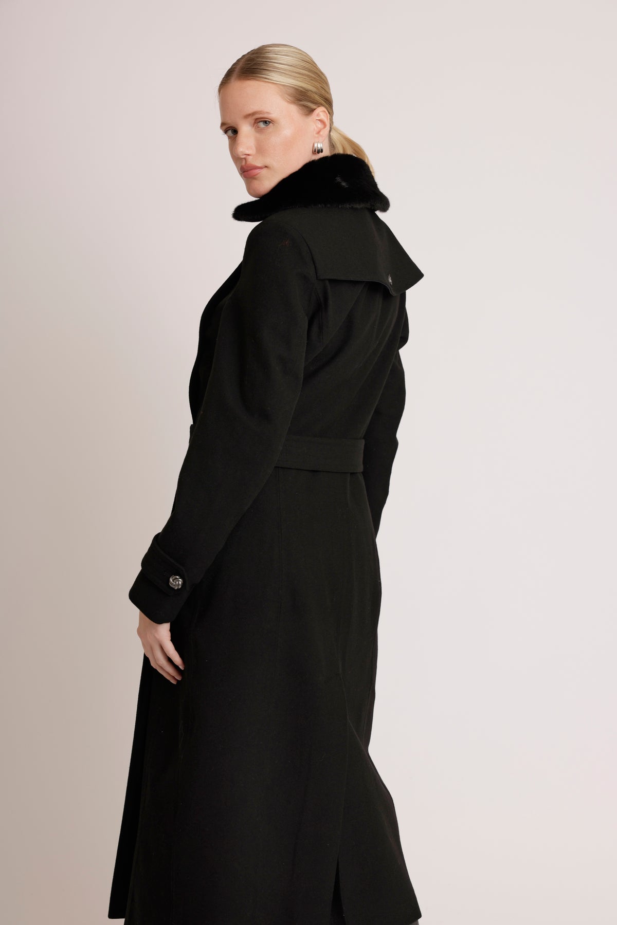 Waterproof Wool - Fur Trench  | Black