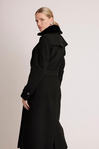 Waterproof Wool - Fur Trench  | Black