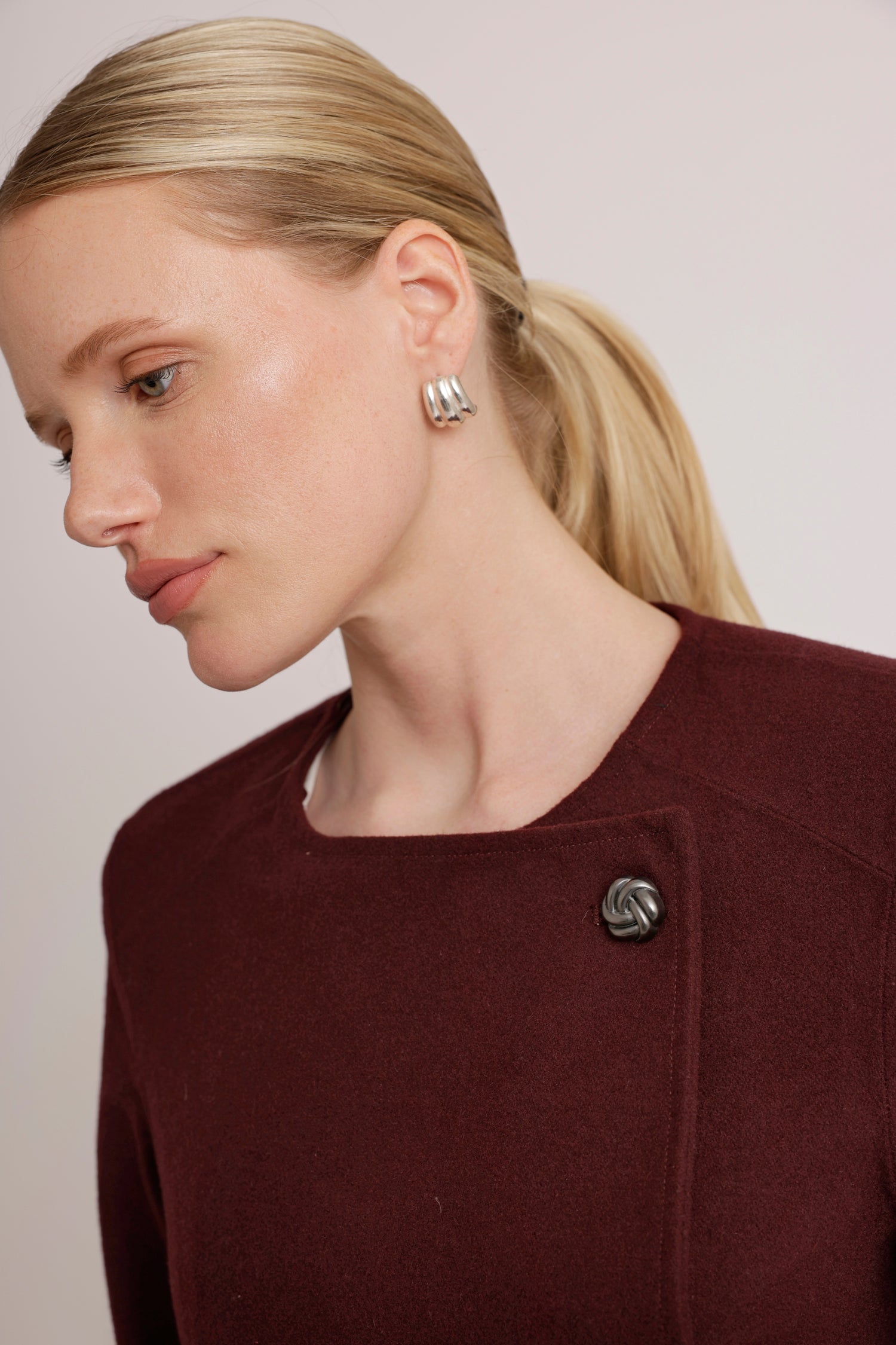 Waterproof Wool - Fur Trench  | Burgundy