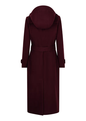 Waterproof Wool - Fur Trench  | Burgundy