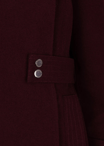 Waterproof Wool - Fur Trench  | Burgundy