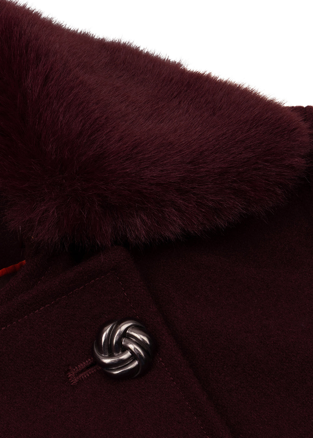 Waterproof Wool - Fur Trench  | Burgundy