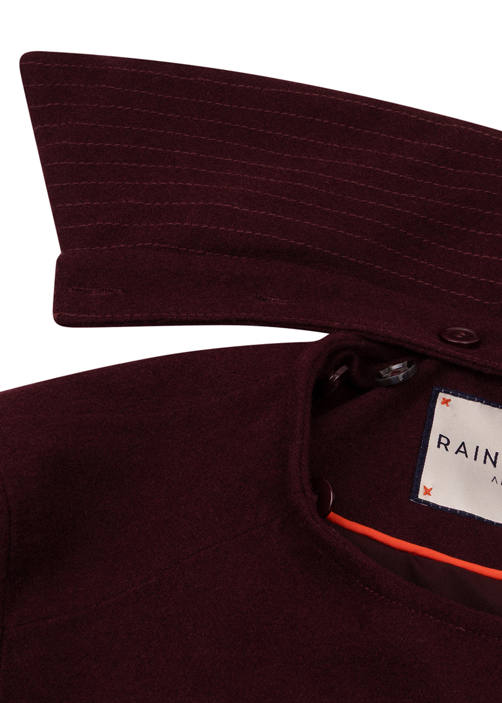 Waterproof Wool - Fur Trench  | Burgundy