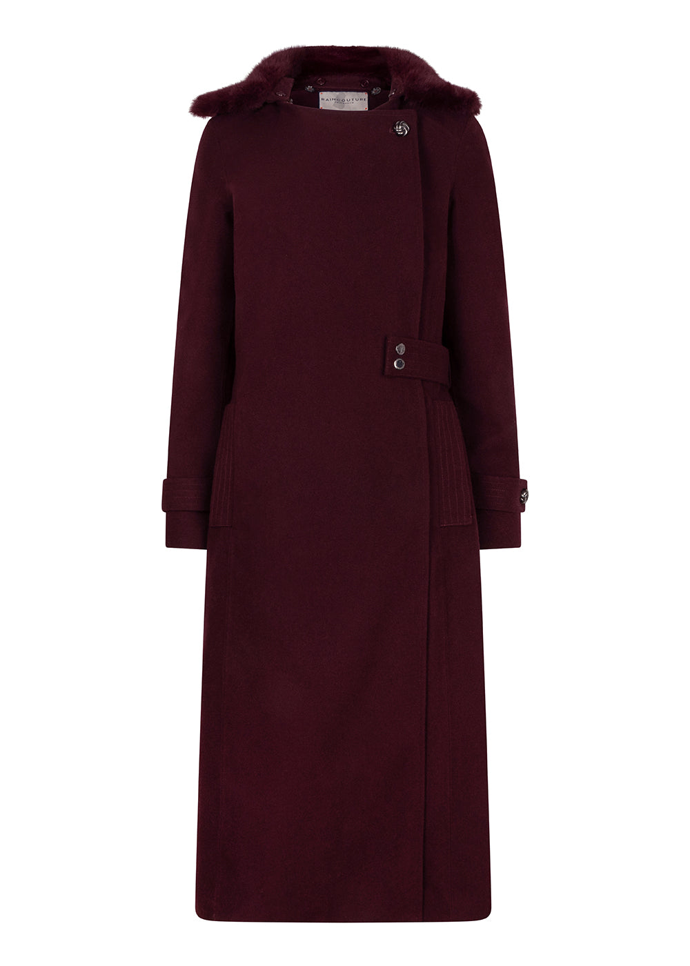 Waterproof Wool - Fur Trench  | Burgundy