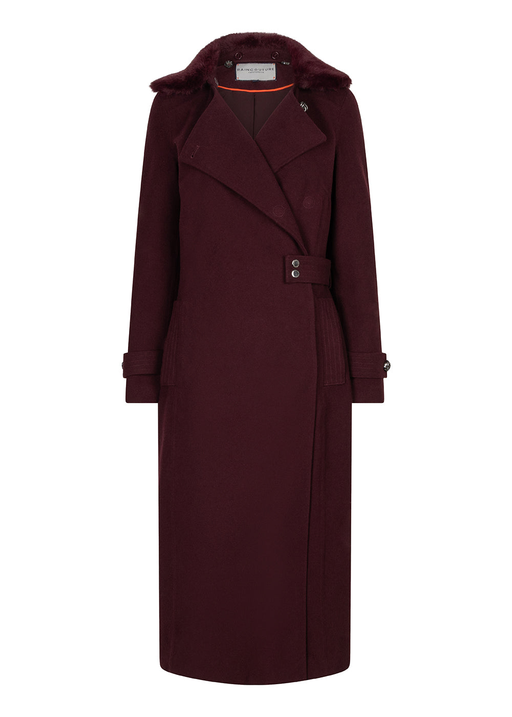 Waterproof Wool - Fur Trench  | Burgundy