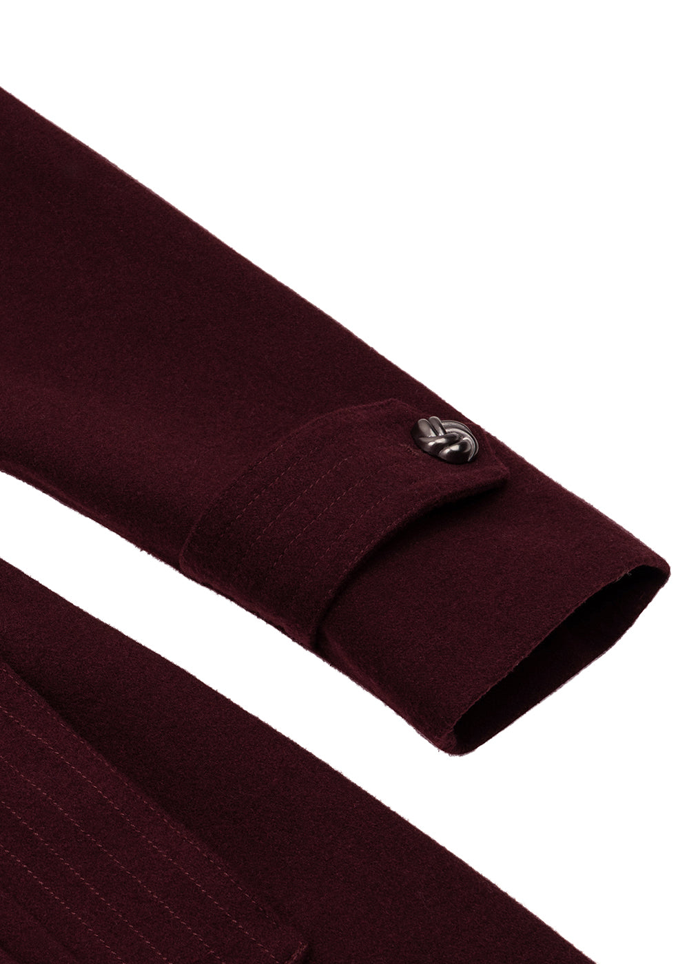 Waterproof Wool - Fur Trench  | Burgundy