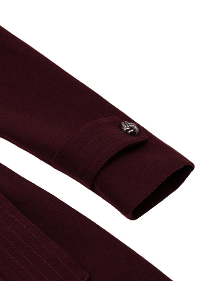 Waterproof Wool - Fur Trench  | Burgundy
