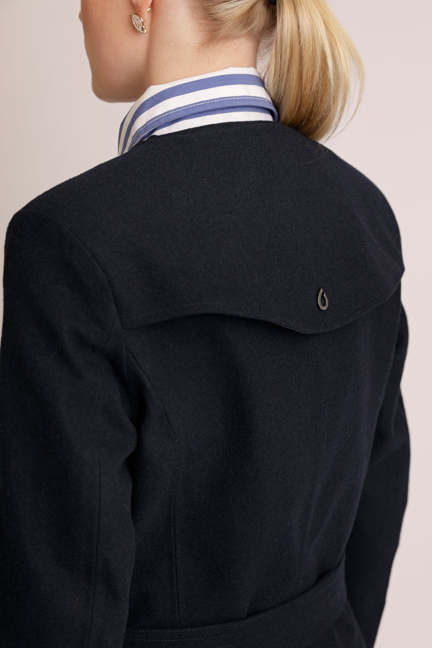 Waterproof Wool - Fur Trench  | Navy