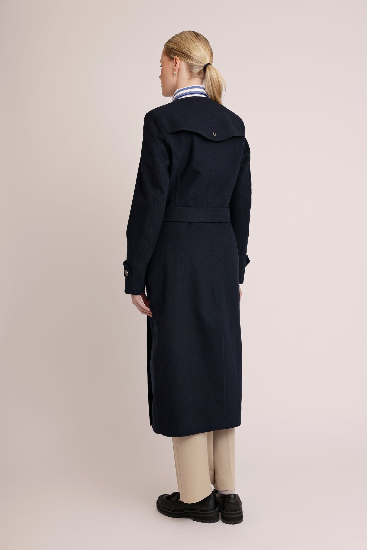 Waterproof Wool - Fur Trench  | Navy