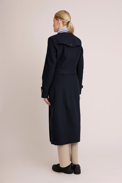 Waterdichte Wollen Trenchcoat met Bont | Navy