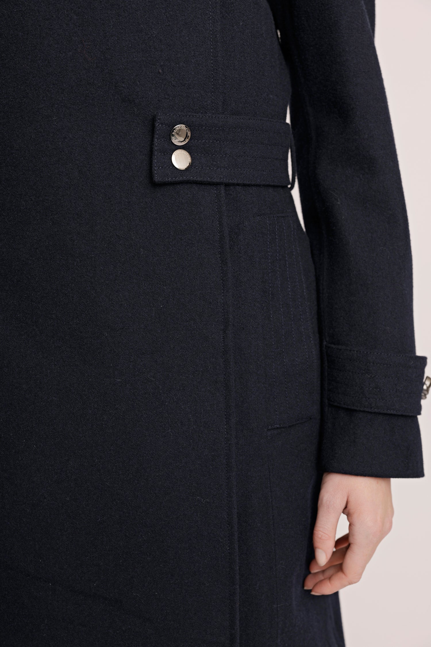 Waterproof Wool - Fur Trench  | Navy