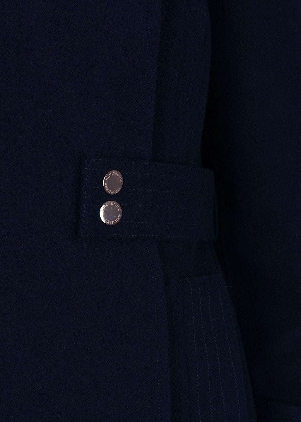 Waterproof Wool - Fur Trench  | Navy