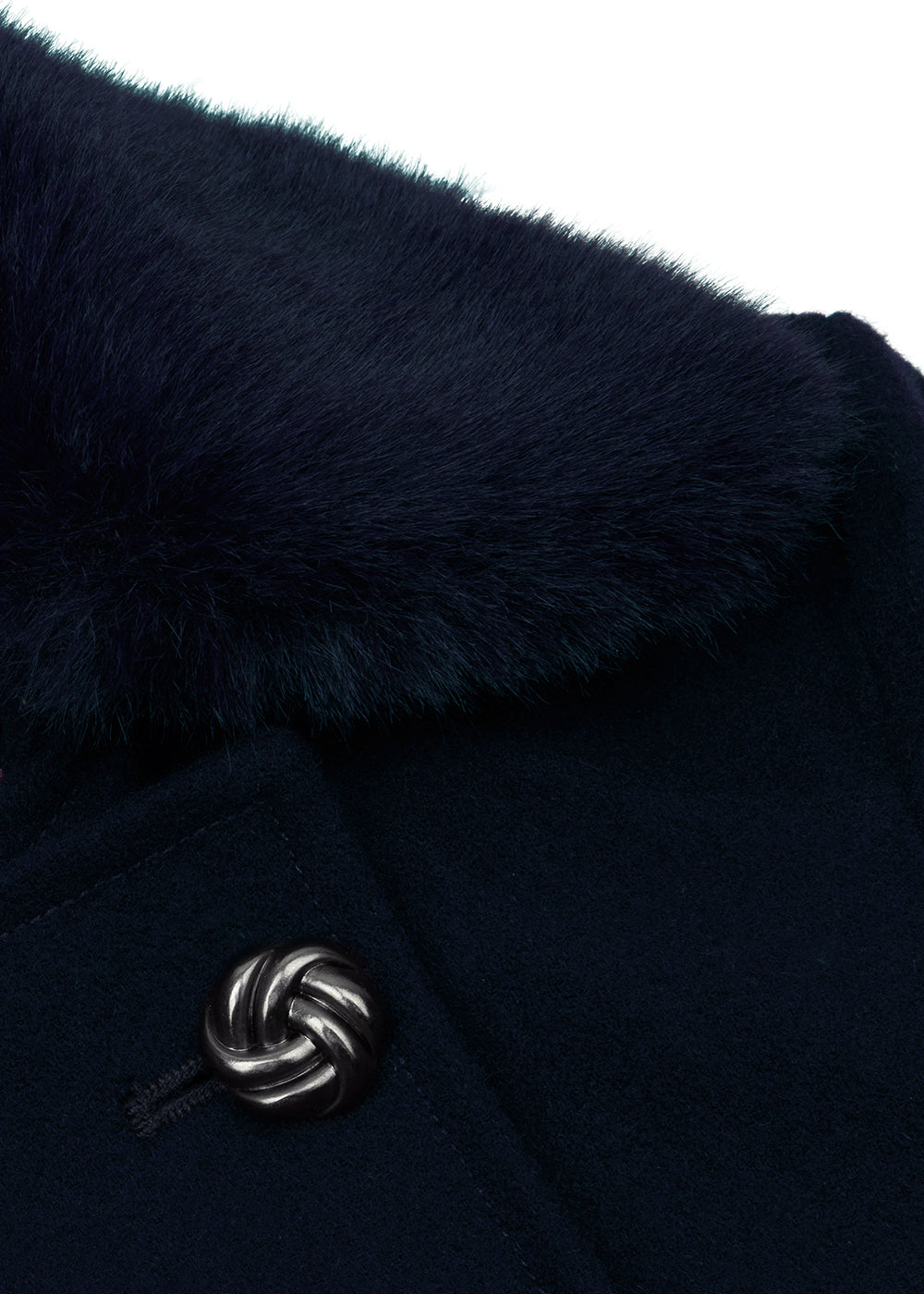 Waterproof Wool - Fur Trench  | Navy