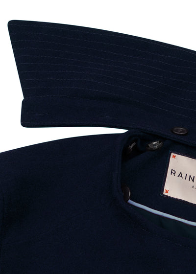 Waterdichte Wollen Trenchcoat met Bont | Navy