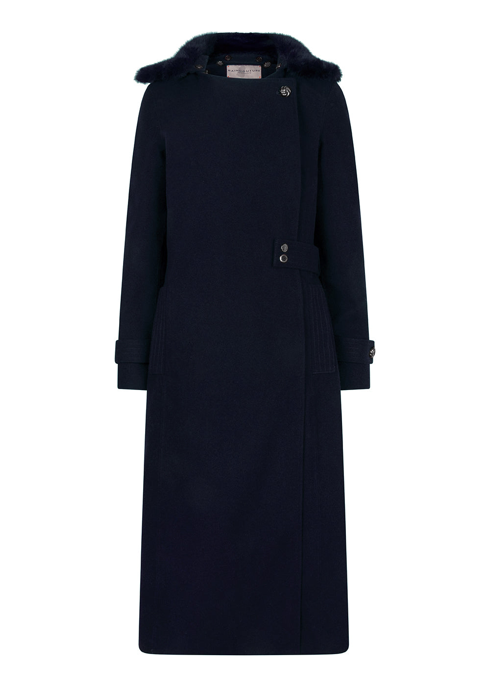 Waterproof Wool - Fur Trench  | Navy