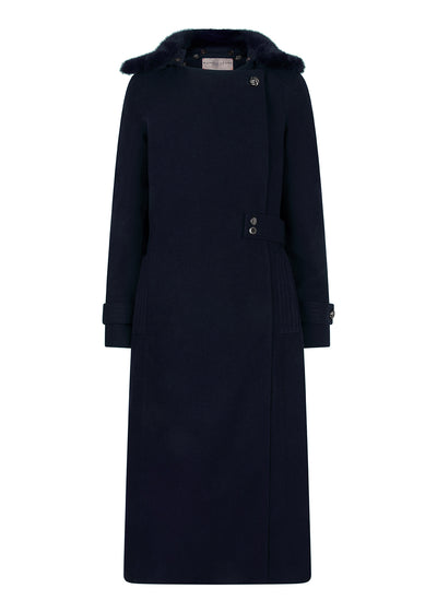 Waterdichte Wollen Trenchcoat met Bont | Navy