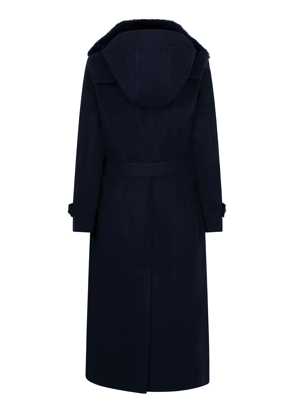 Waterproof Wool - Fur Trench  | Navy