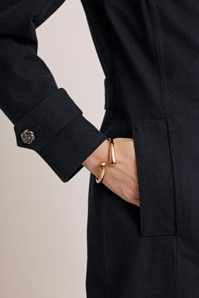 Waterdichte Wollen Trenchcoat met Bont | Navy