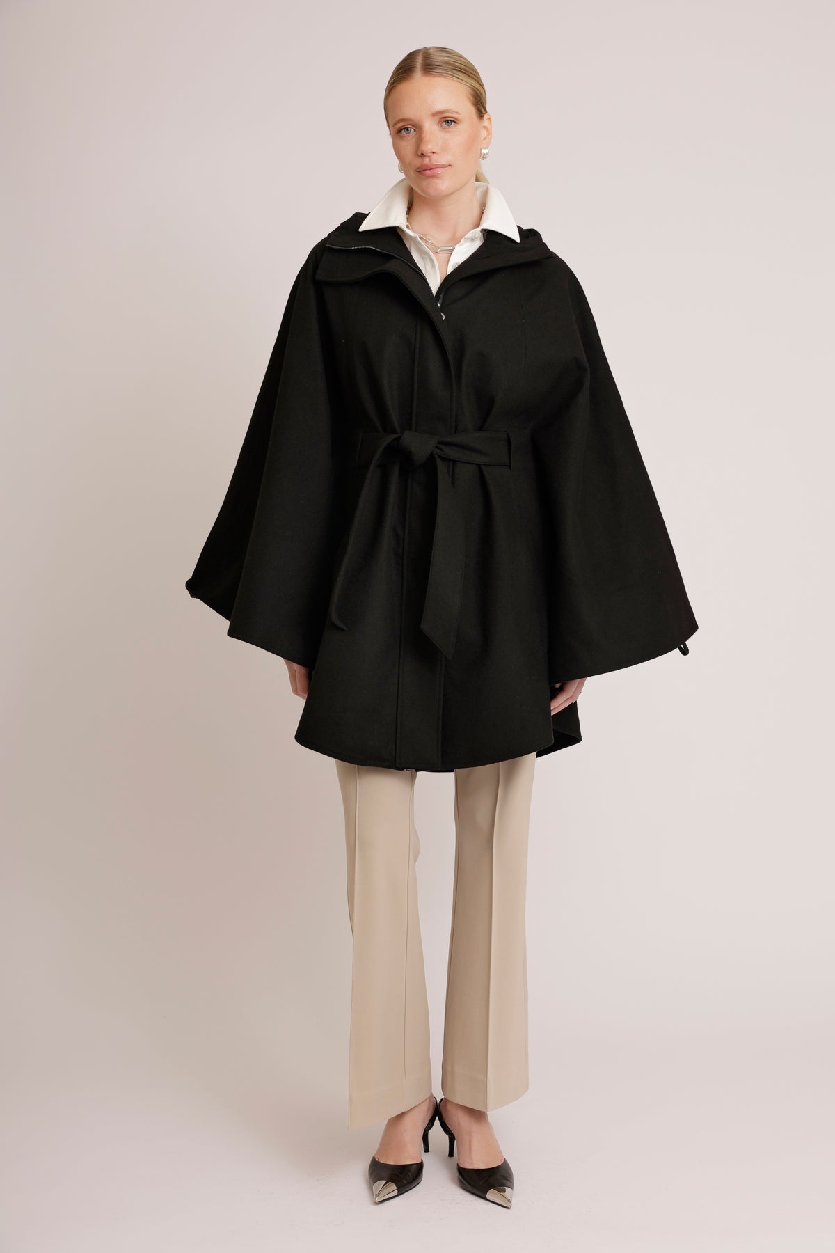 Waterproof Poncho Cape | Black Wool