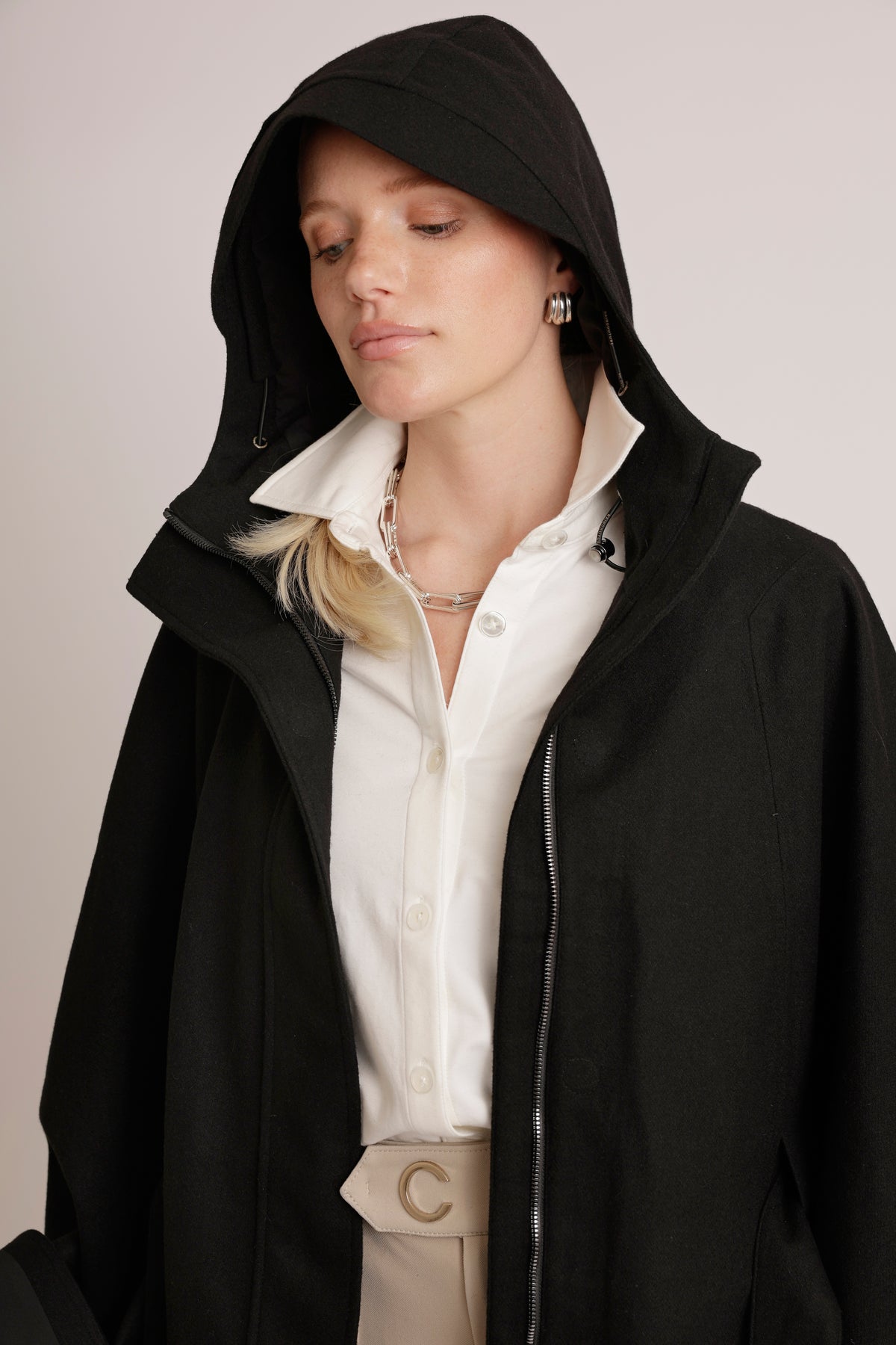 Waterproof Poncho Cape | Black Wool