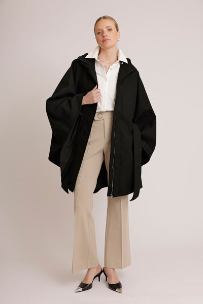 Waterproof Poncho Cape | Black Wool
