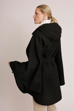 Waterproof Poncho Cape | Black Wool