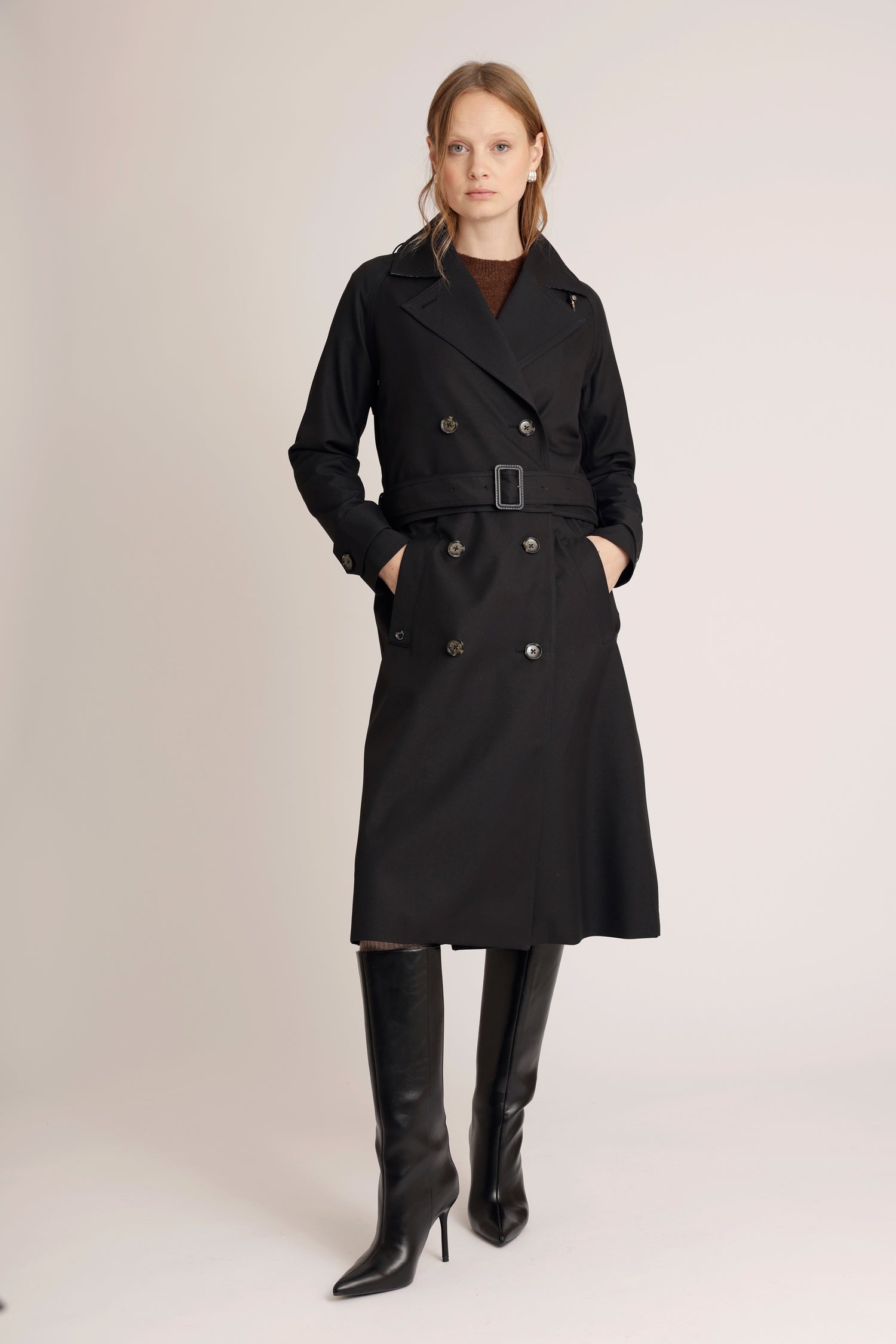 Waterproof Zip-Off Straight-Fit Trenchcoat  | Black