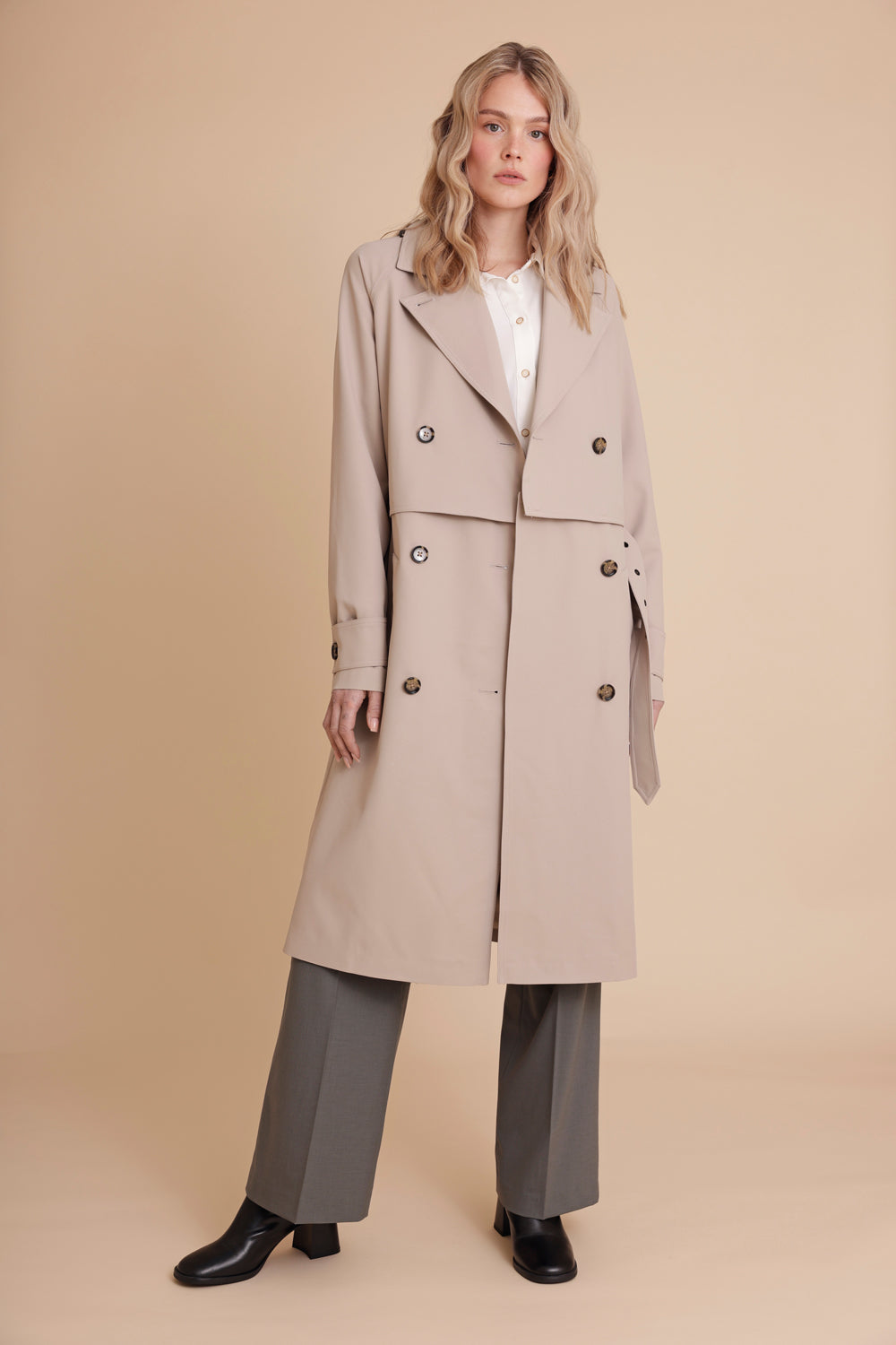 Waterproof Zip-Off Straight-Fit Trenchcoat  | Greige