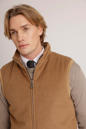 Wool Bodywarmer Jacket | Beige Wool
