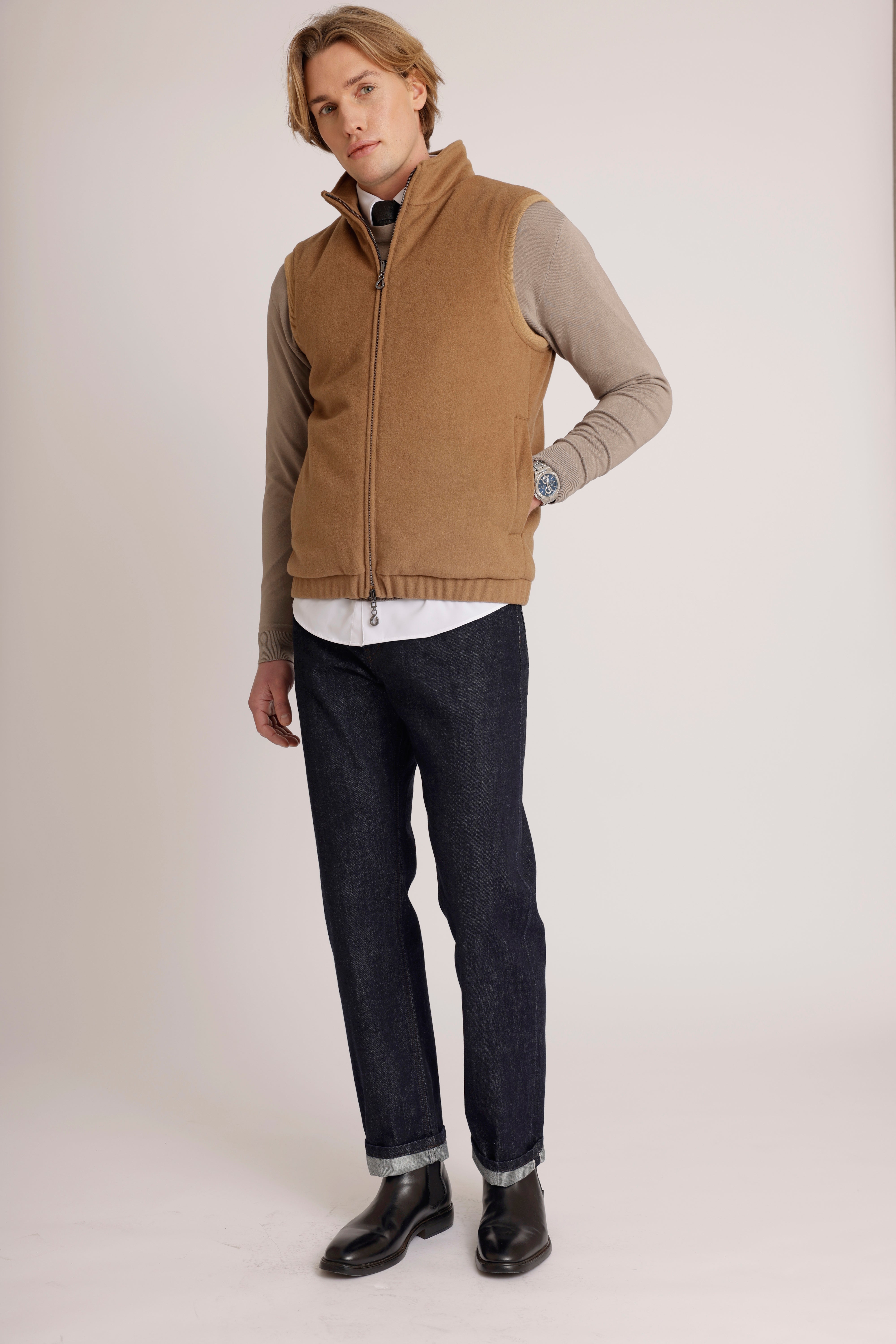 Wool Bodywarmer Jacket  | Beige Wool