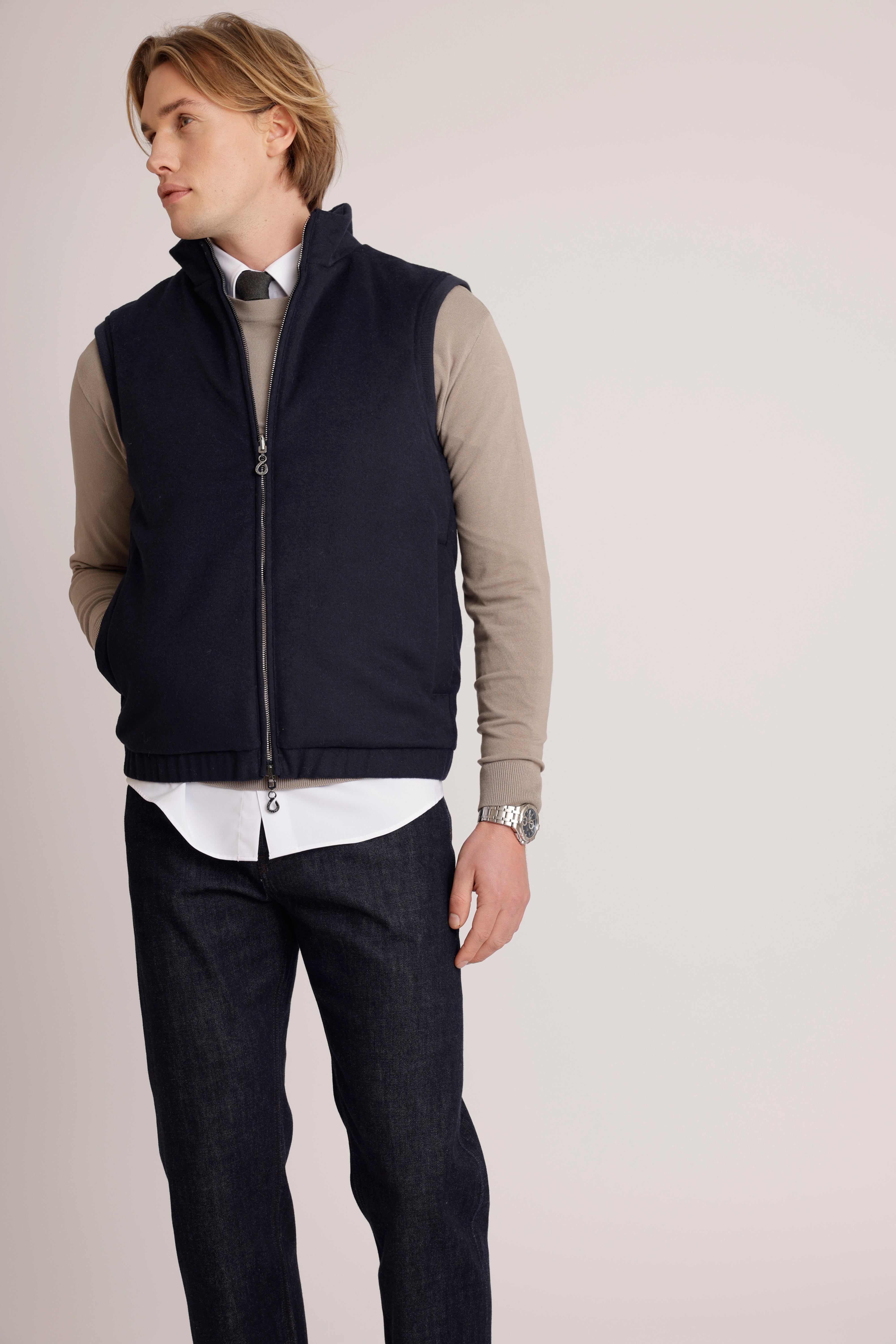 Wool Bodywarmer Jacket  | Navy Wool