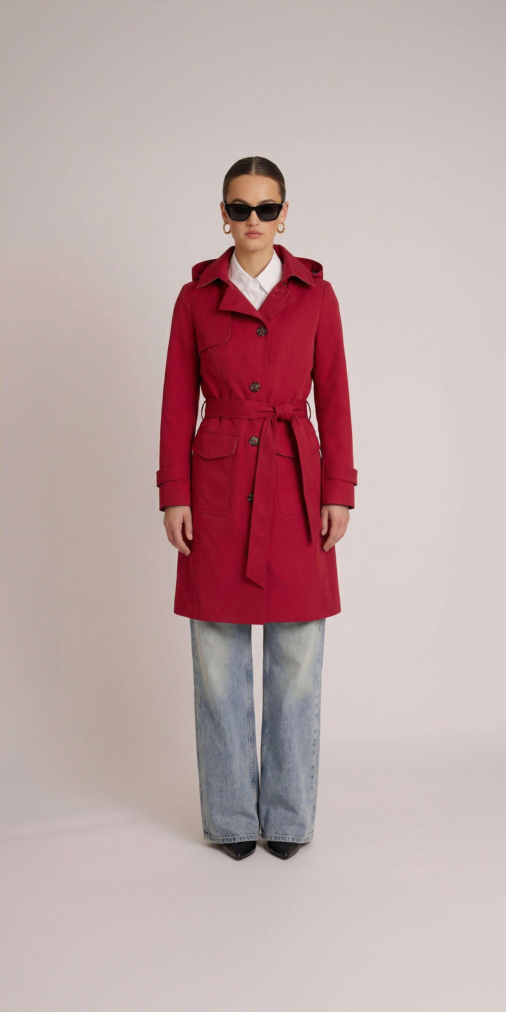 Waterproof Tailored Trenchcoat | Crimson Red