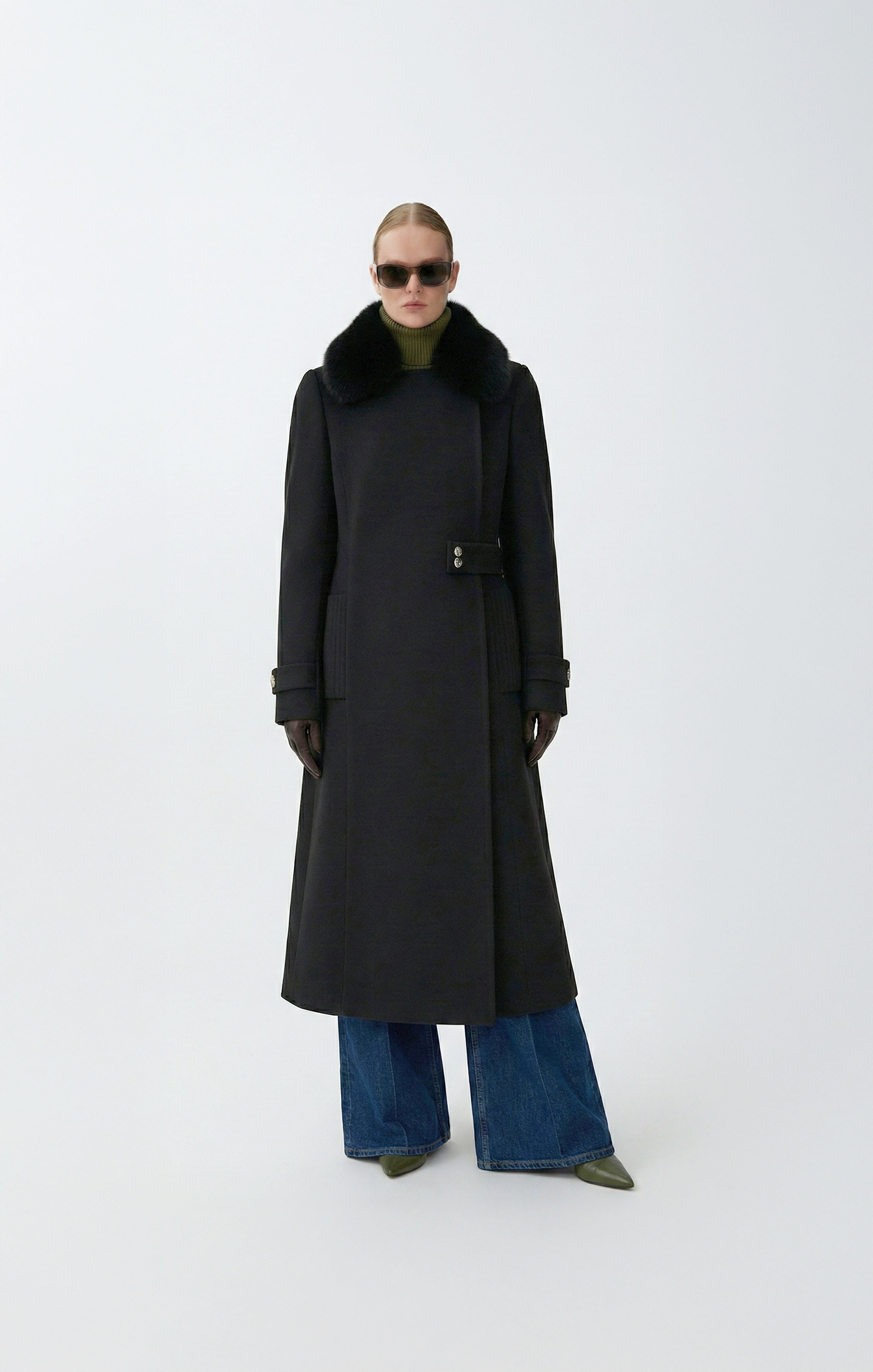 Waterproof Wool - Fur Trench  | Black