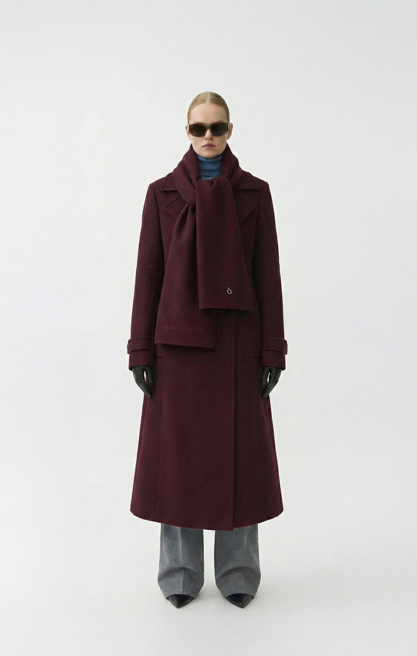 Waterproof Wool - Fur Trench  | Burgundy