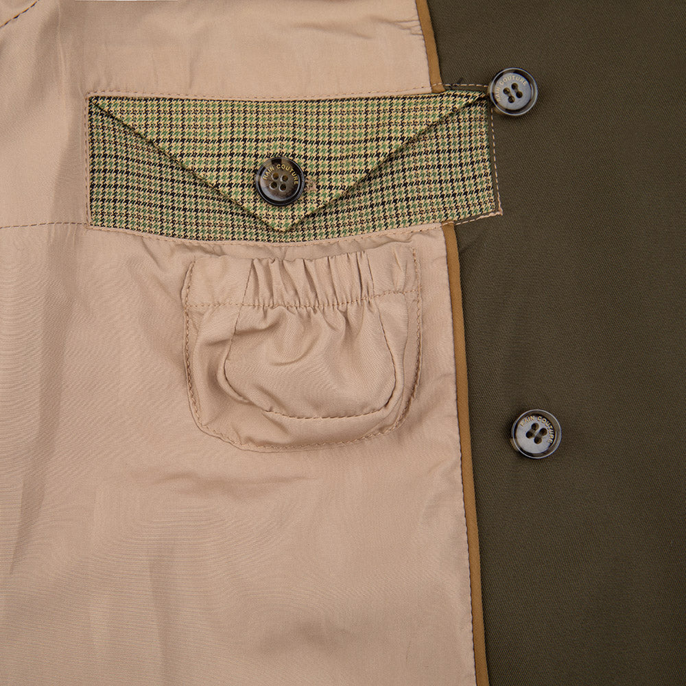 green trench with inside pocket