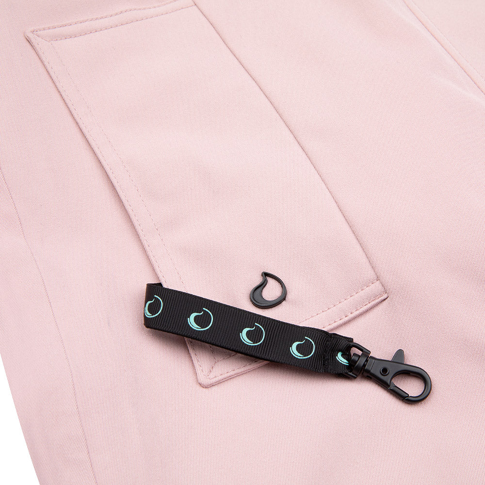 pink tailored parka with keycord