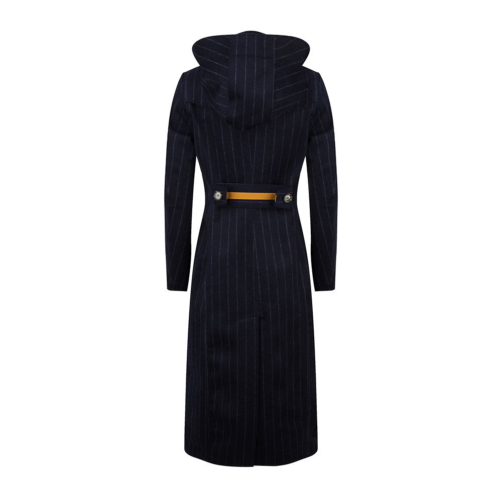 navy wool trench coat with removable belt