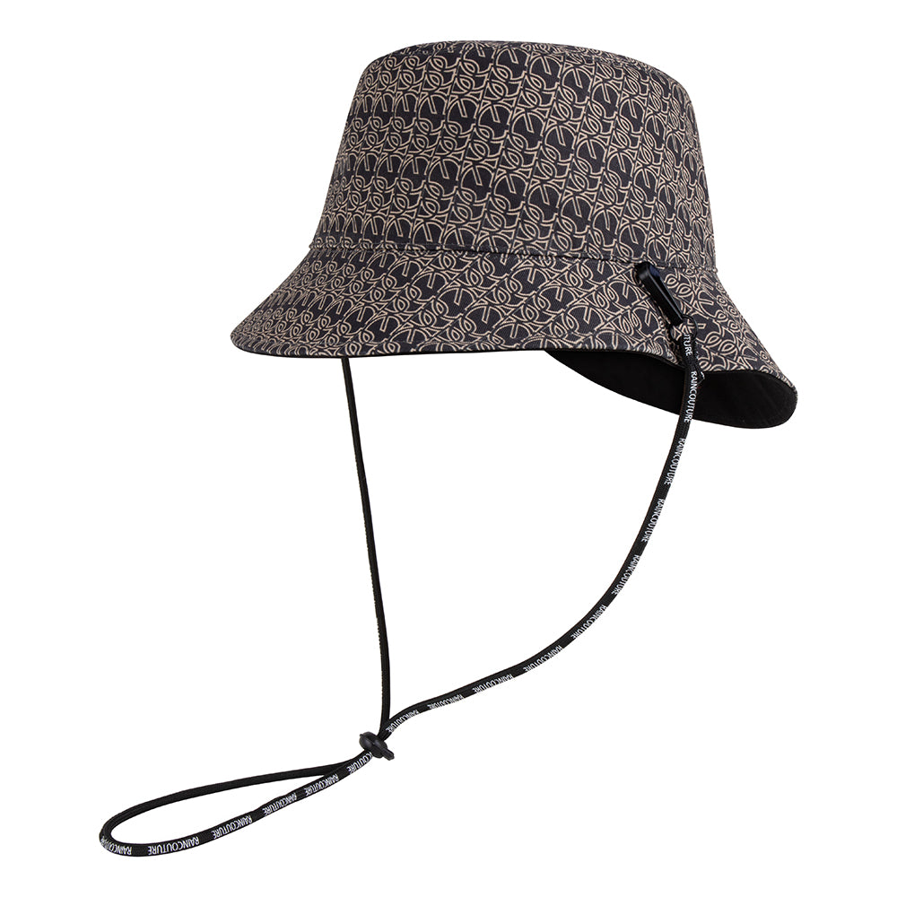 Waterproof Unisex Reversible Bucket Hat  | Black Monogram