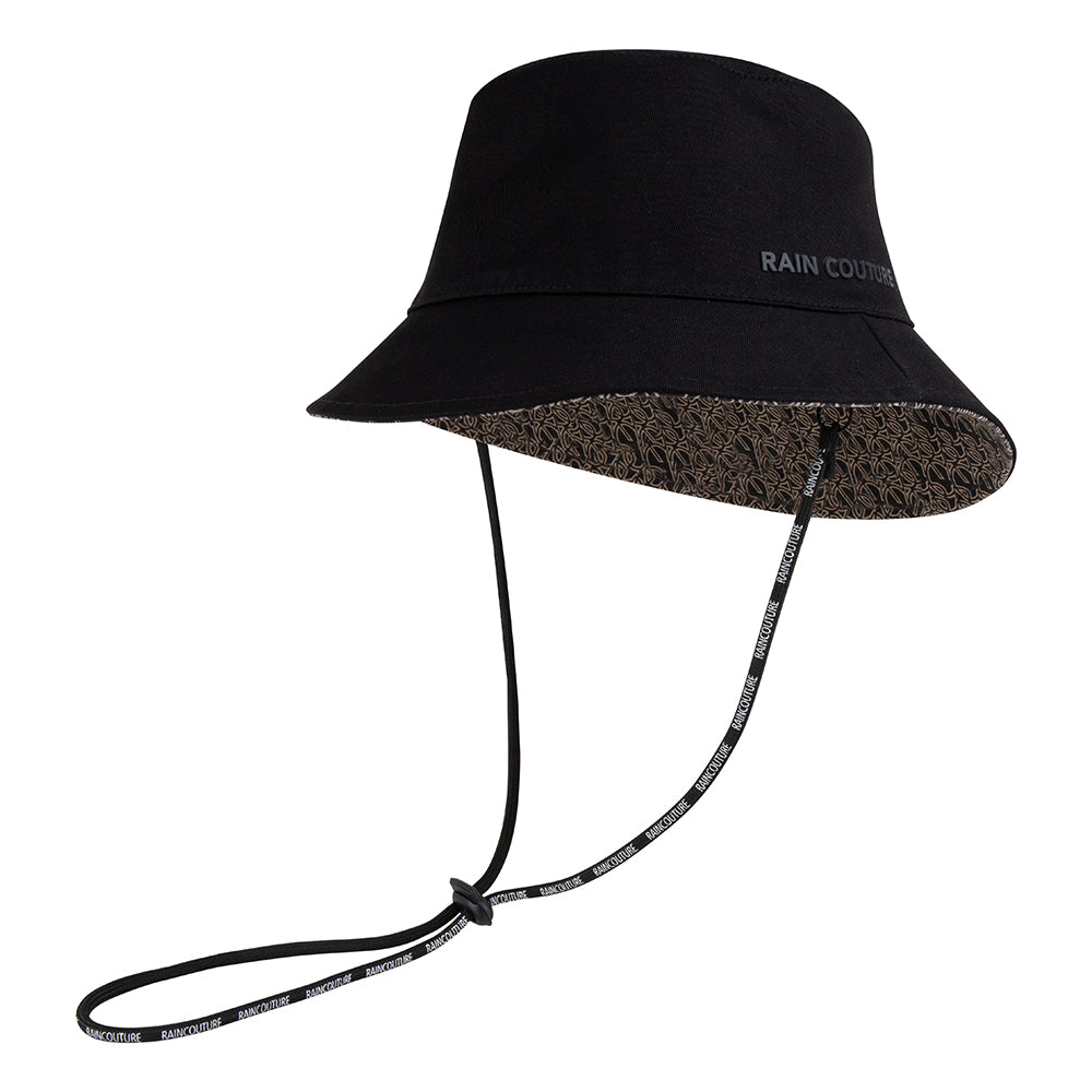 Waterproof Unisex Reversible Bucket Hat  | Black Monogram