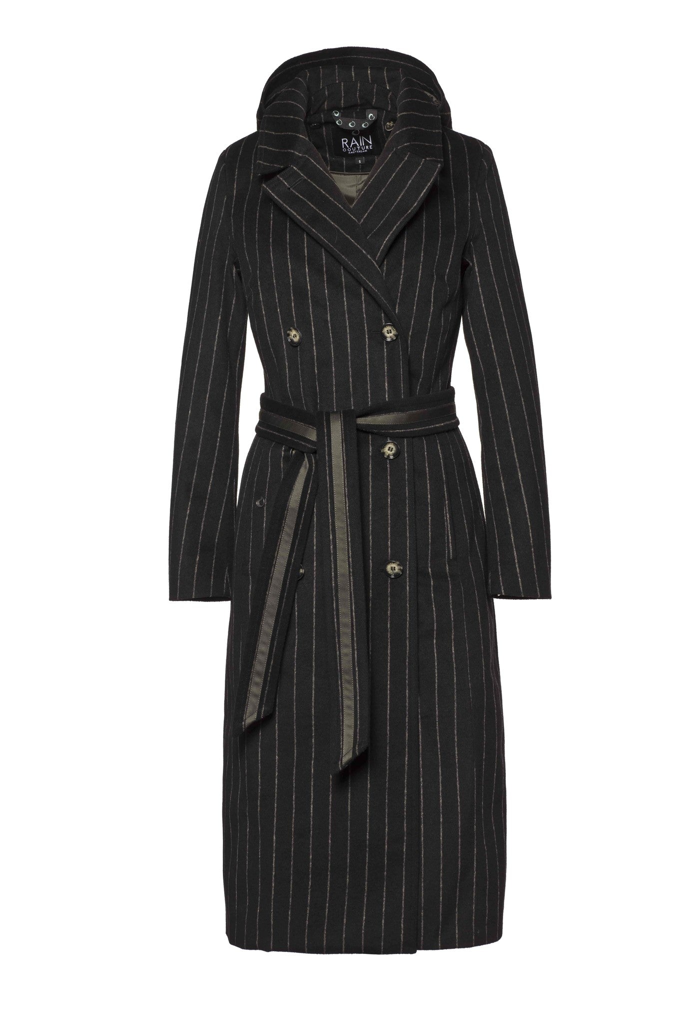 black wool trench coat water-resistant